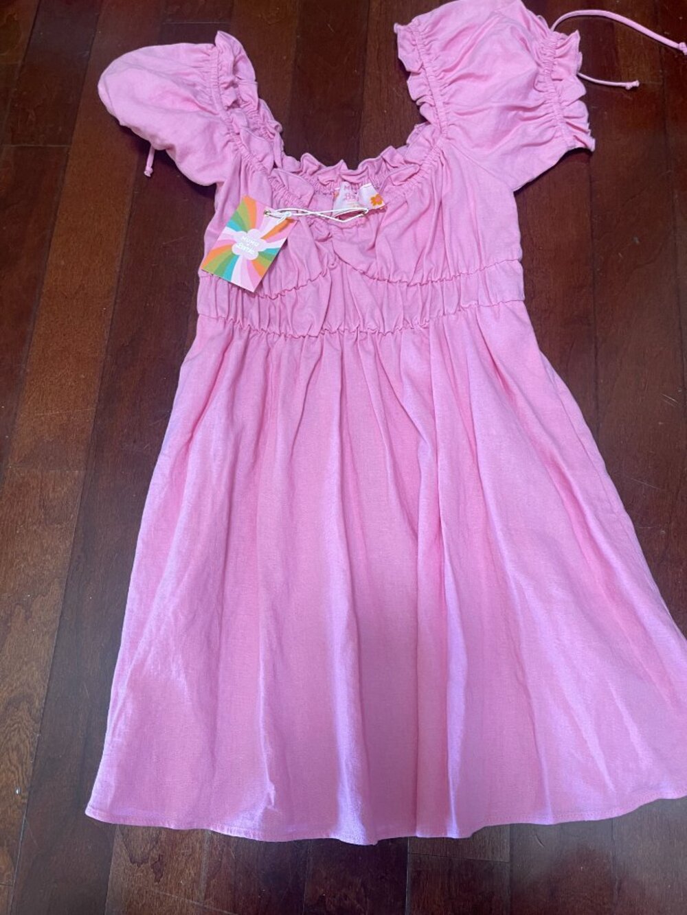 Show Me Your Mumu x Barbie Nikki Mini Dress Pink Linen Blend XS NWT - Picture 4 of 10